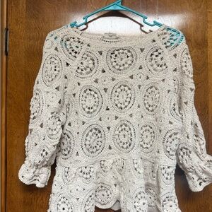 Solitaire Beige Crochet Knit Top